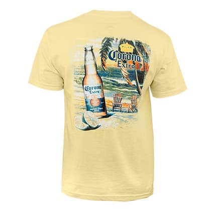 Corona Extra Men's Yellow Beach Scene T-Shirt 