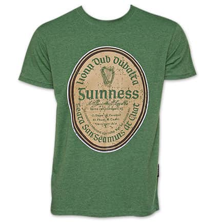  Guinness Beer Gaelic Label Heather T-Shirt - Green 
