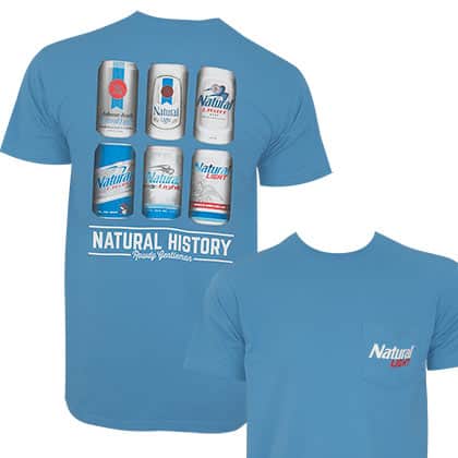  Natural Light Men's Blue Natural History Rowdy Gentleman T-Shirt 